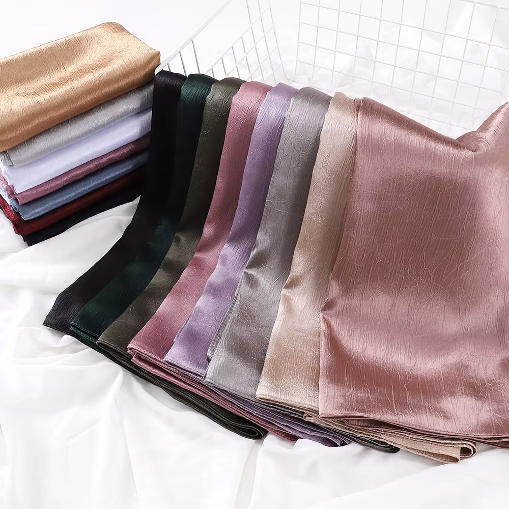 Mousseline de soie Hijab foulard en soie pour femmes foulards de luxe Bandana bandeau foulard châle Chic femme musulmane Turban Hijabs