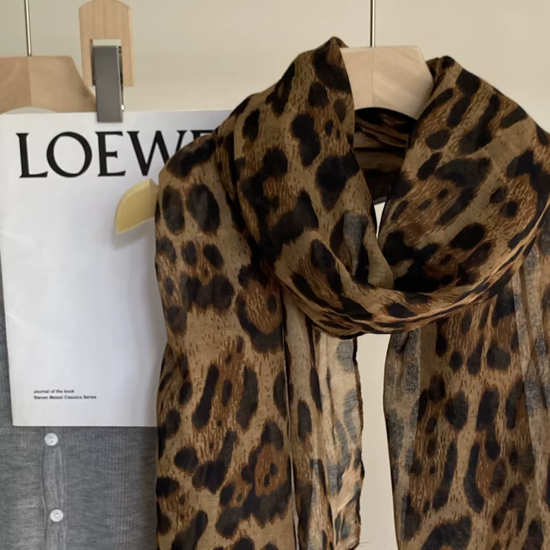 Écharpe imprimée léopard Style Spice Girl rétro américain pour femmes