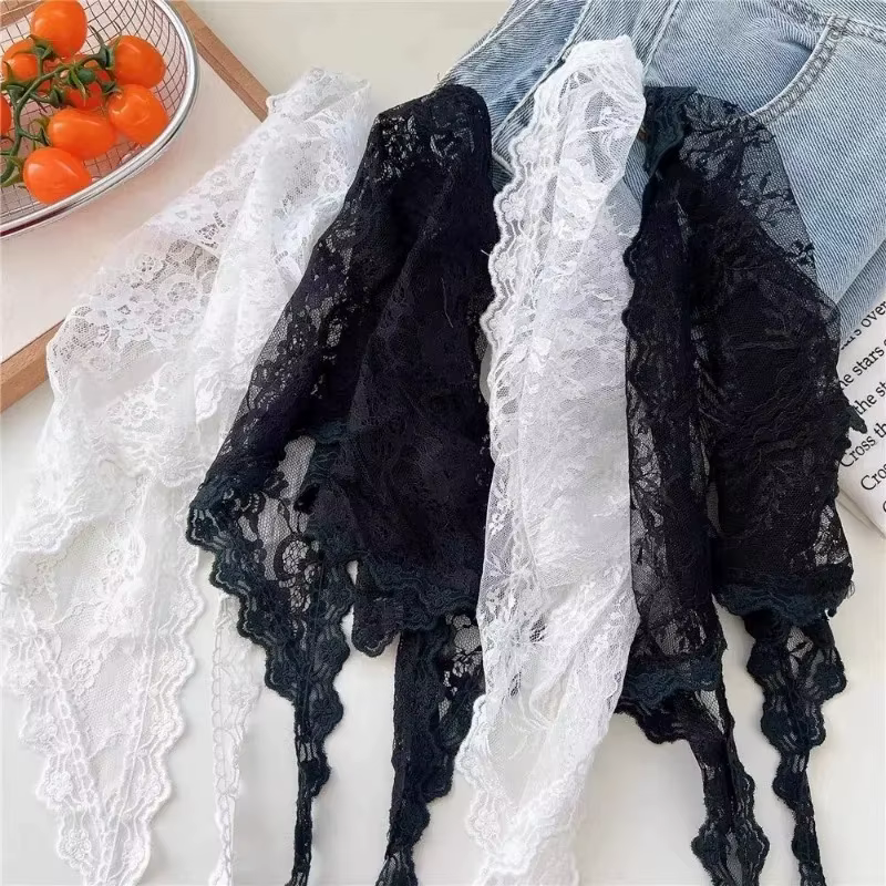 12 styles dentelle maille Triangle écharpe français pays Style Floral cheveux