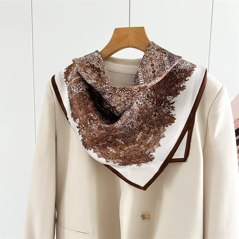 Écharpe en soie authentique polyvalente printemps-automne