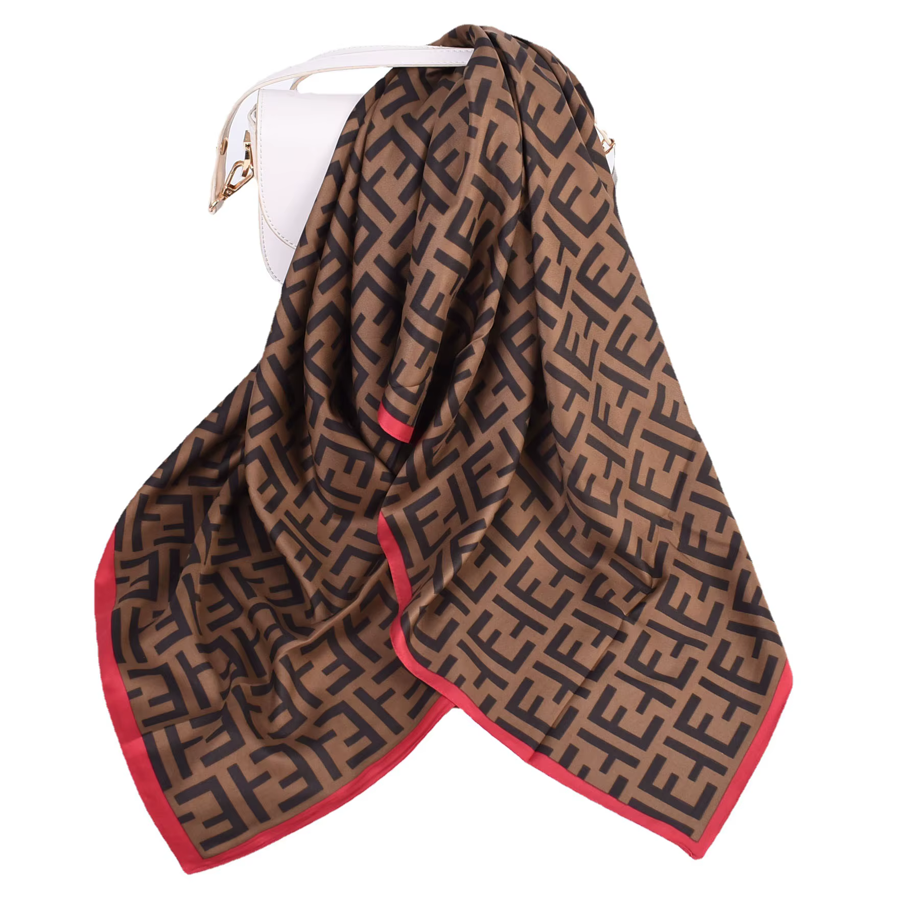 Foulard en soie imprimé lettres géométriques pour femmes