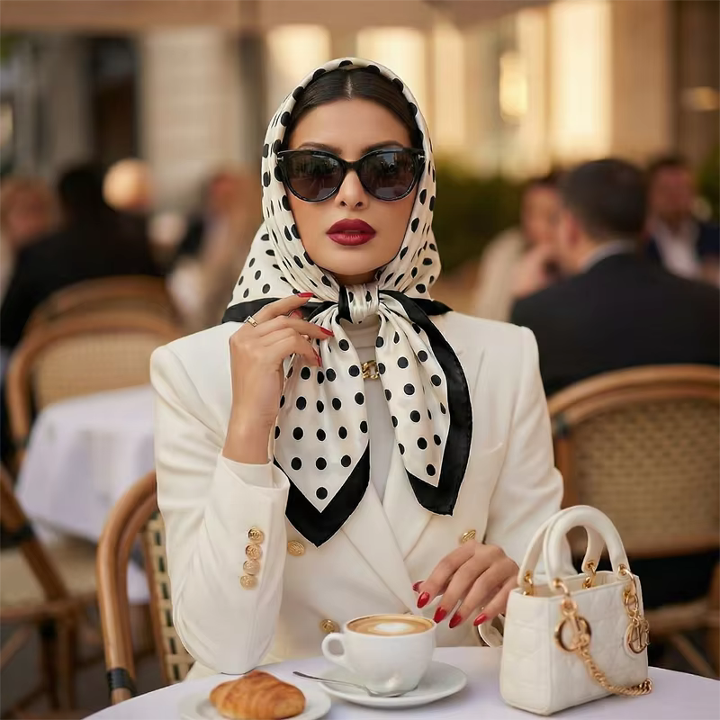 2026 Foulard carré à pois pour femme