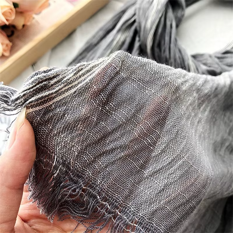 Écharpe rayée en coton et lin pour hommes et femmes