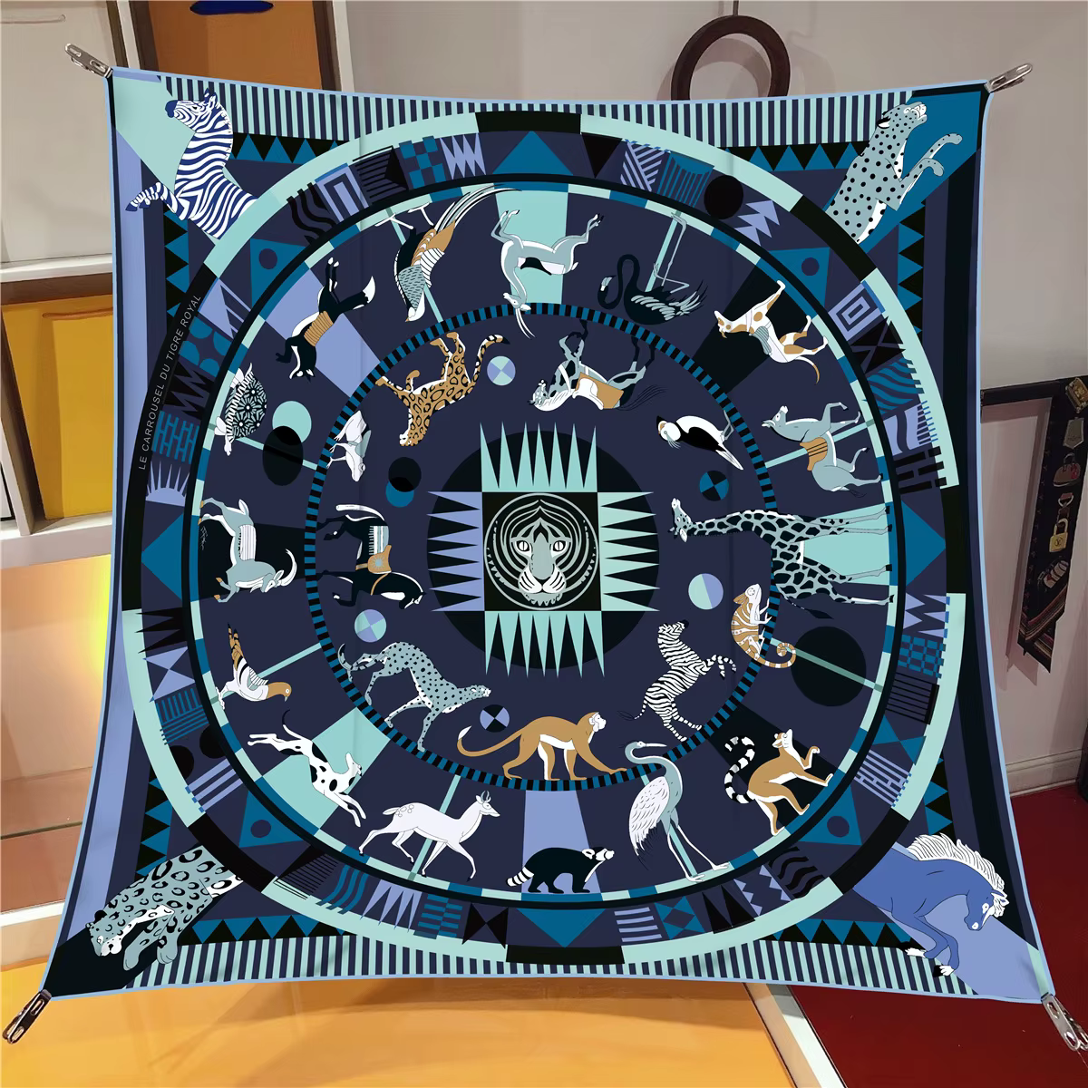 Nouveau Animal châle carré Foulard pour femmes sergé impression bandeau