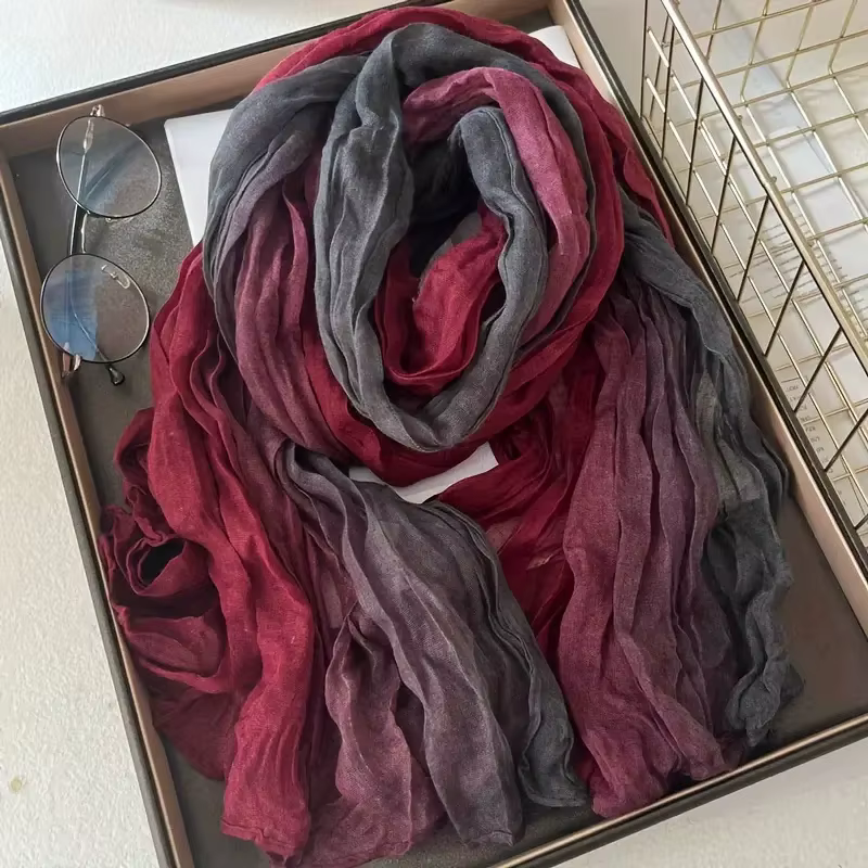 Écharpe bohème bleue dégradée pour femme