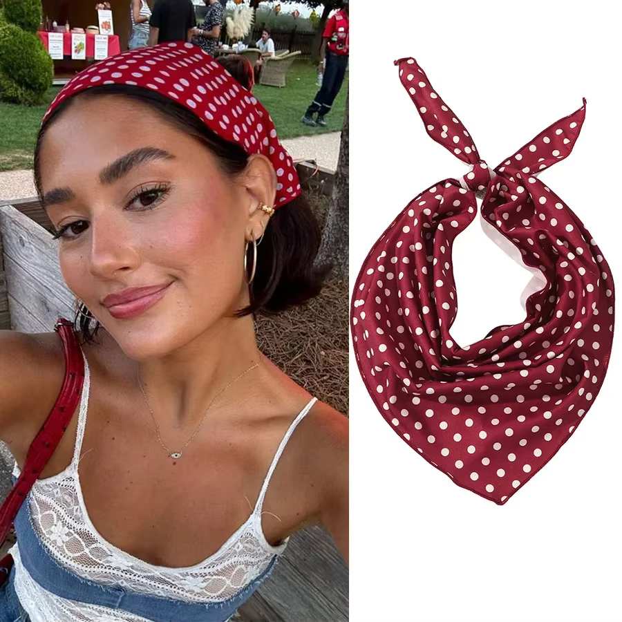 Bandana vintage rouge à pois