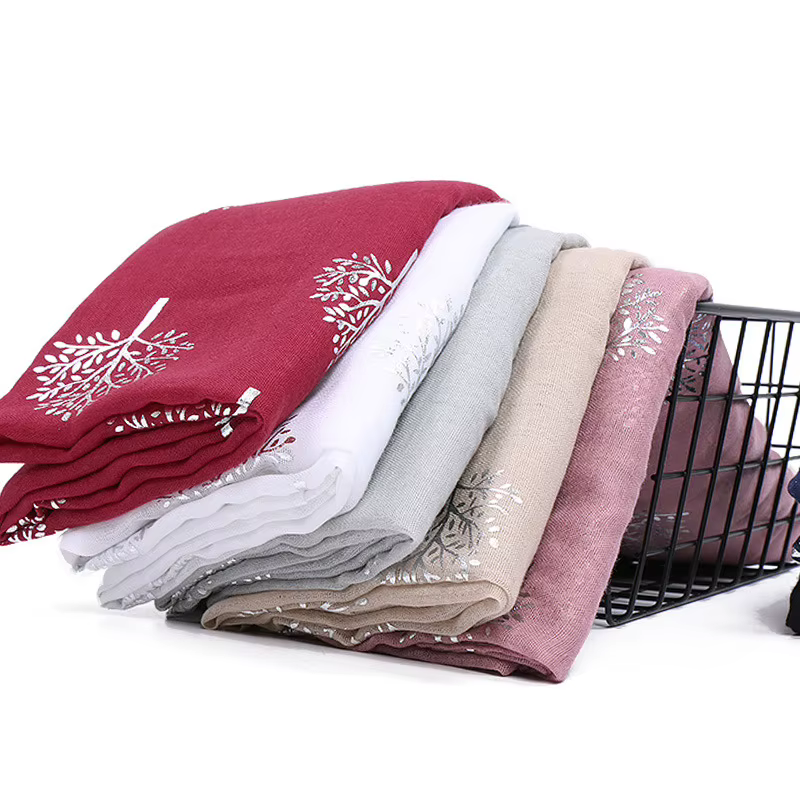 Été nouveau coton écharpe pour femmes filles étudiants argent arbre lin foulards doux tricot Viscose châle printemps femme Wrap châles