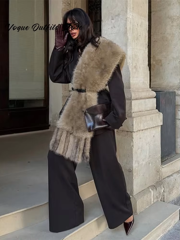 Élégant luxe fausse fourrure gland longue écharpe femmes solide chaud tout-match Chic
