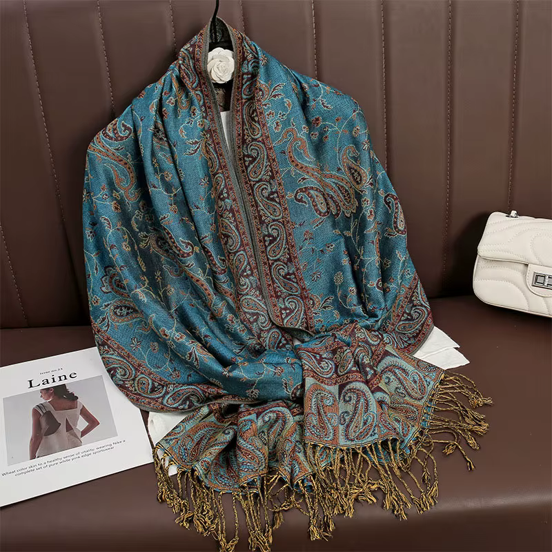Nouvelle écharpe en imitation cachemire à franges jacquard - luxueuse et haut de gamme