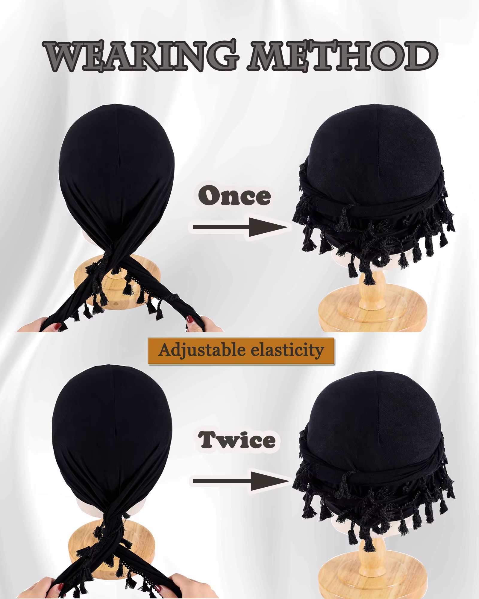 Vintage Twist Turban Head Wraps pour hommes Stretch Modal et Satin