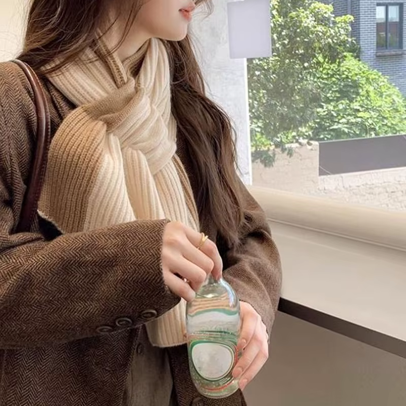 Écharpe Élégante Croisée pour Femme, Style Coréen, Document d'Abonnés, Cache-Cou d'Hiver, à la Mode, Protection Chaude pour le Cou