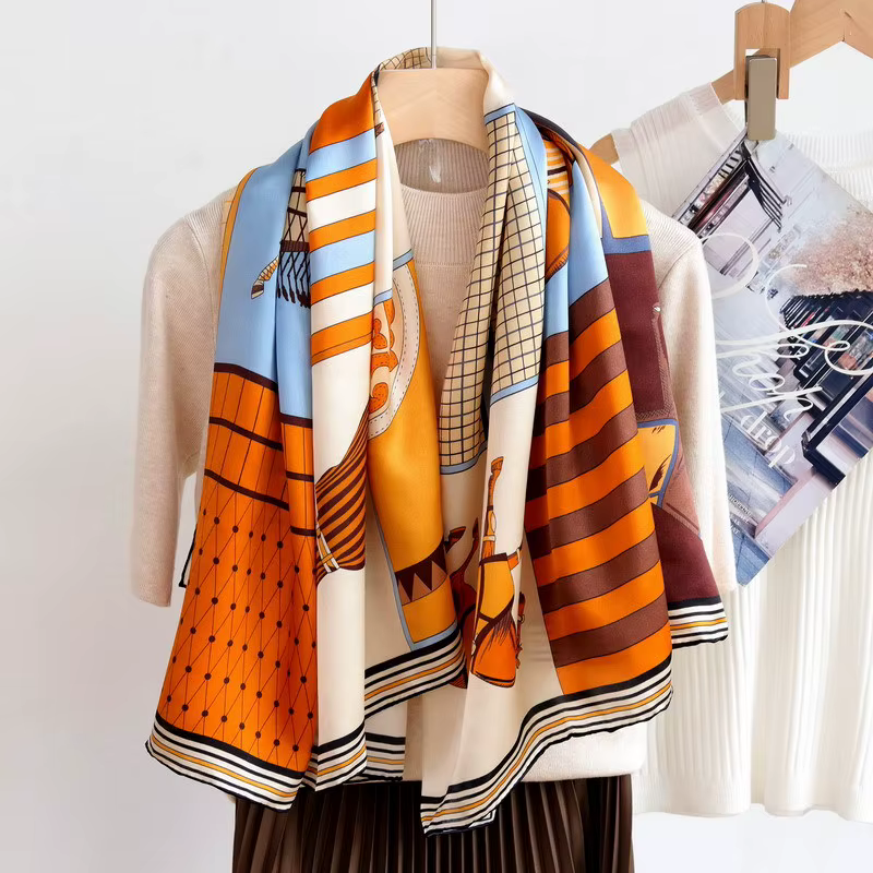 100% Foulard en soie 110CM femmes châle carré bords roulés à la main foulards Femme Foulard Femme tête vêtements accessoires