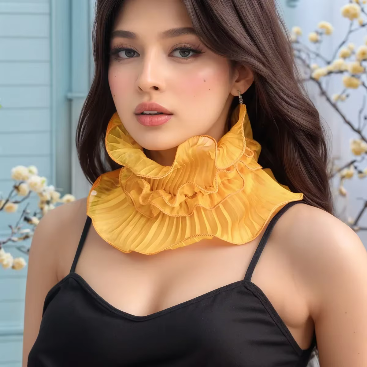 Printemps et été nouvelle écharpe en dentelle femmes multifonctionnel polyvalent col de chemise décoration à la mode