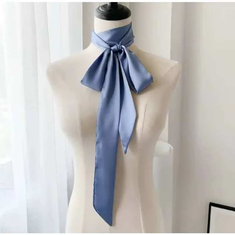 200*5 cm Satin soie étroite écharpe foulard solide cou foulards longue