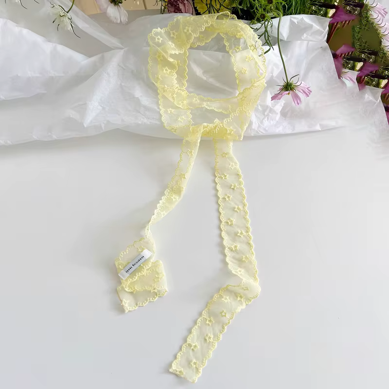 Écharpe longue en soie tendance Star Lace pour femme