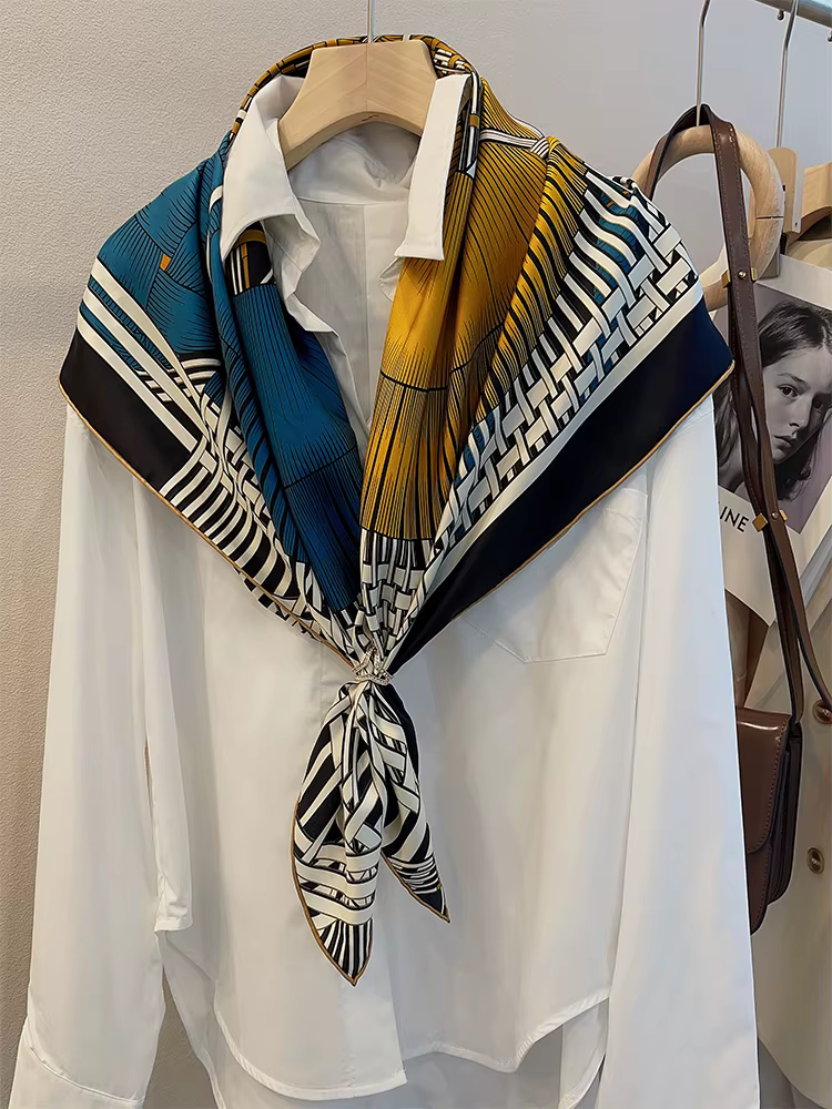 100% foulards en soie de mûrier de luxe concepteur ourlet roulé Bandannas