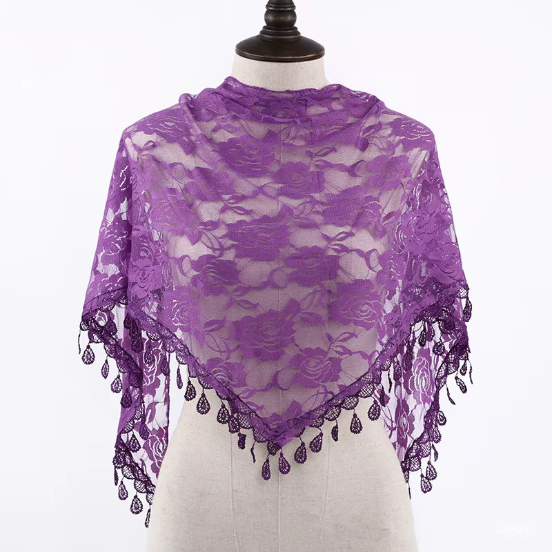 Foulard Femme mode Bufandas femmes Hijab Triangle dentelle Voile Tulle écharpe châle évider