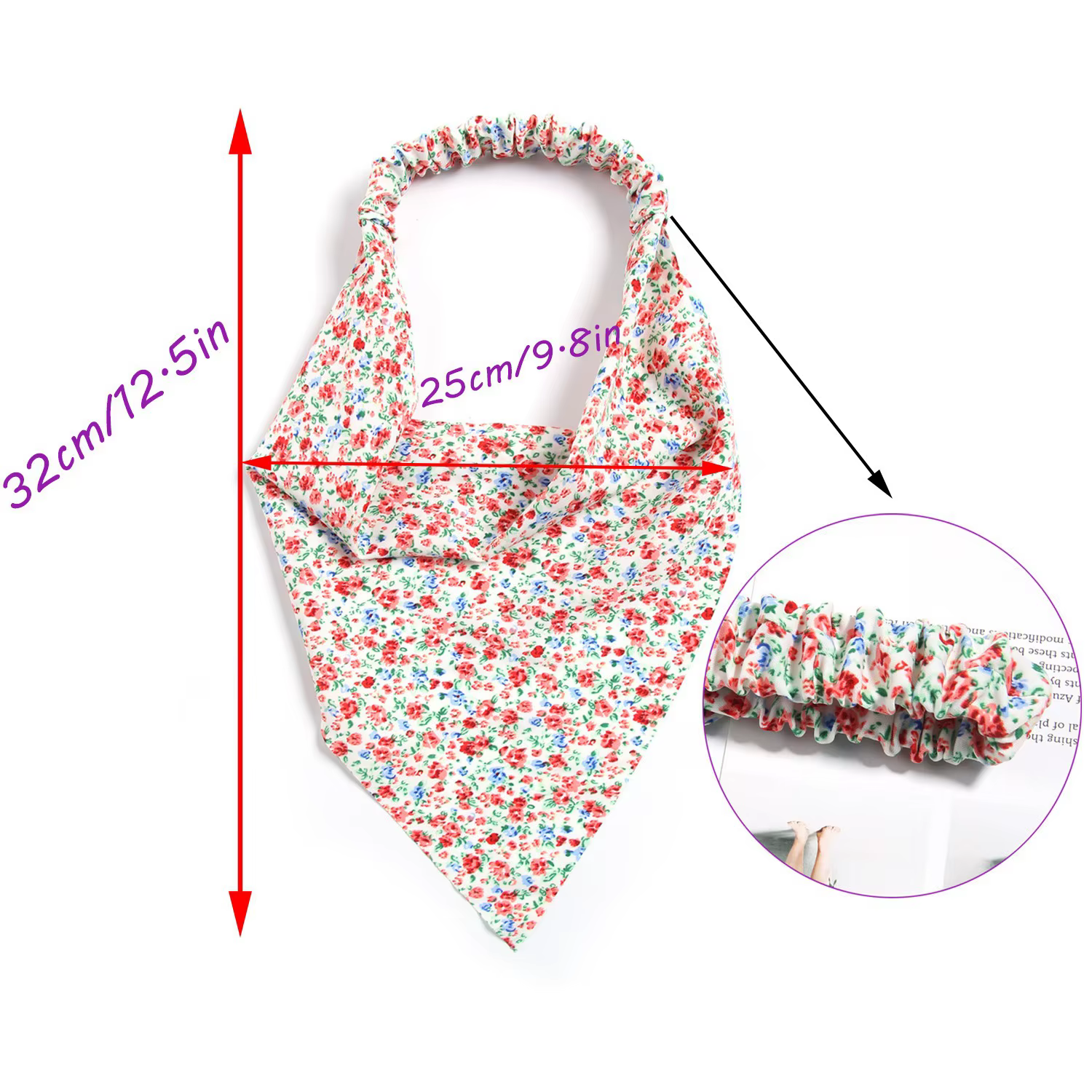 Foulard triangulaire, bandeau élastique pour cheveux pour femme