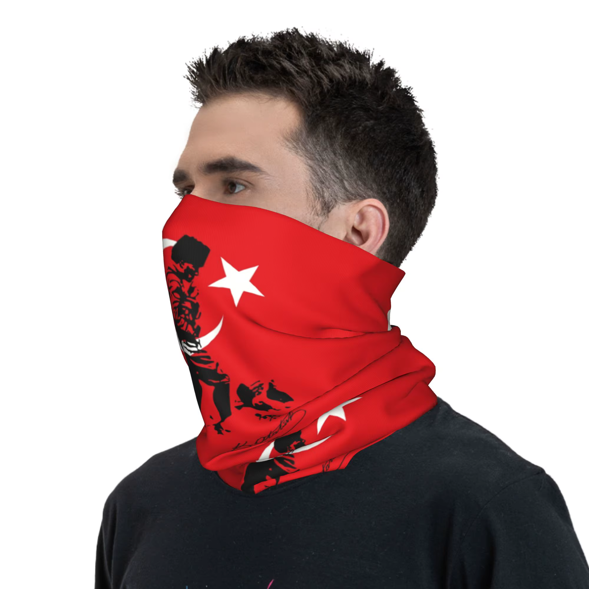 Turquie Mustafa Kemal Ataturk Bandana cache-cou coupe-vent visage écharpe couverture hommes femmes drapeau turc bandeau Tube cagoule