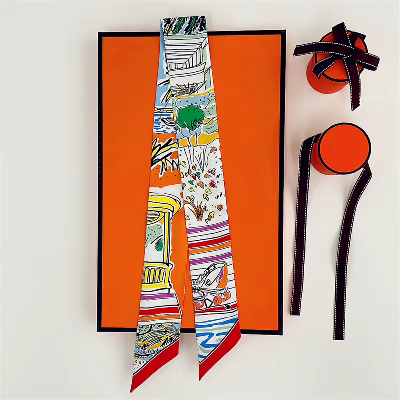 Foulard à cravate longue en soie sergé 100% pour femmes