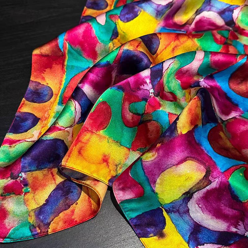 Foulard arc-en-ciel femmes 100% soie Bandana carré