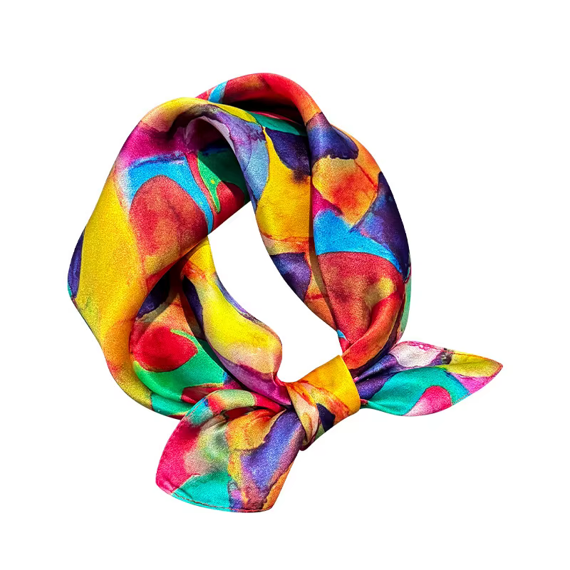 Foulard arc-en-ciel femmes 100% soie Bandana carré