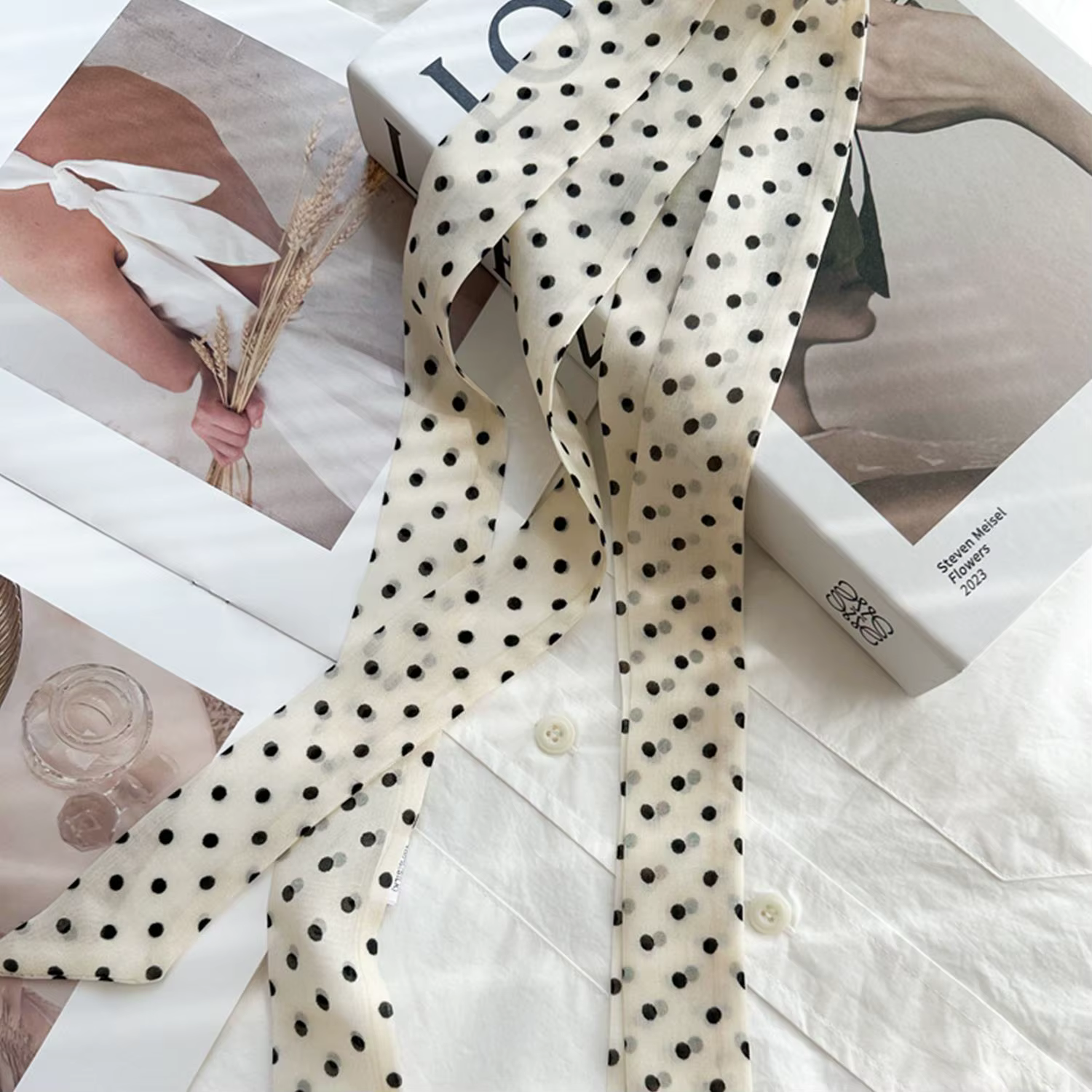 Mode point ruban foulard en soie femmes mince cou foulards dame petits châles Bandana étroit femme
