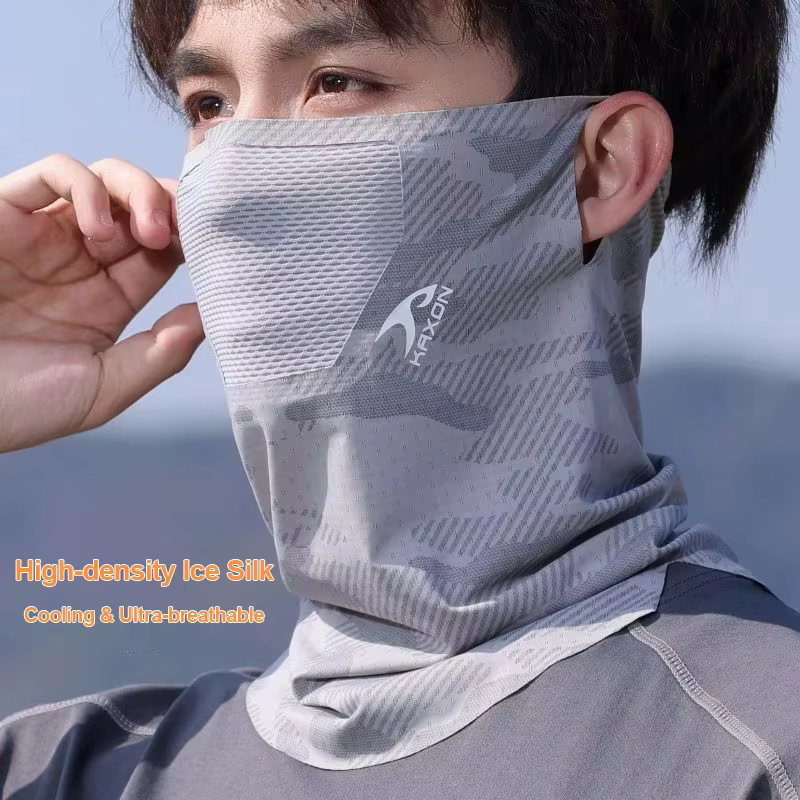 Cache-cou de cyclisme respirant pour le printemps et l'été, protection solaire, masque facial unisexe pour la pêche, la randonnée, le sport, avec fixation auriculaire, couvre-visage rafraîchissant