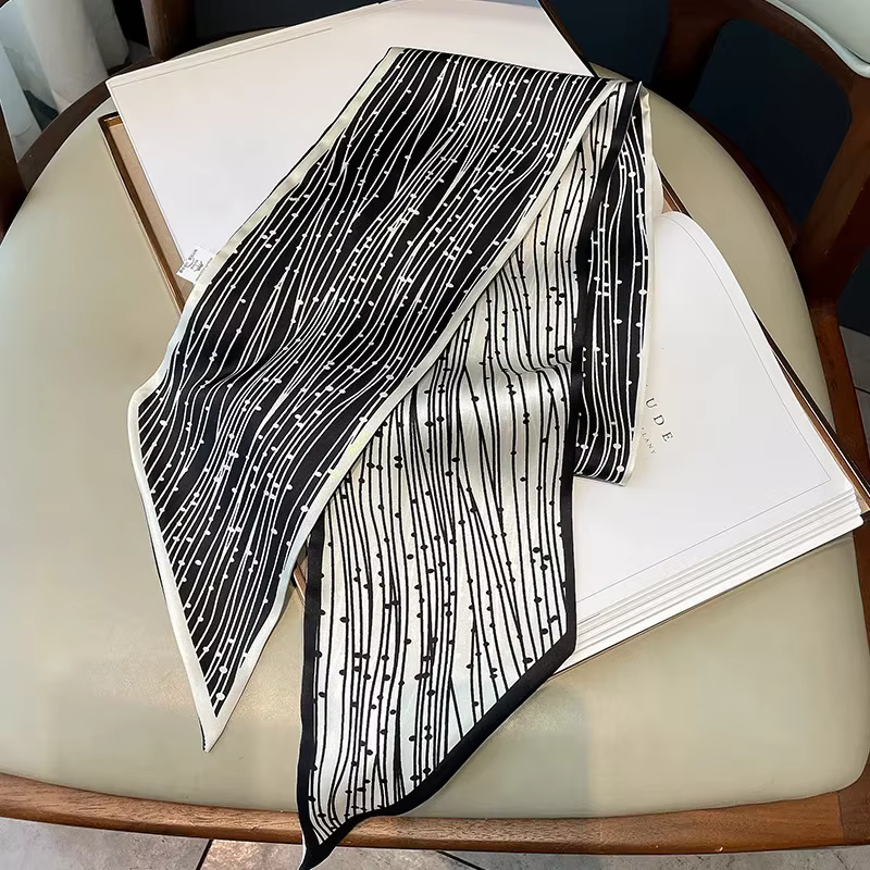 Printemps/été luxe longue foulard en soie femme imprimer mince