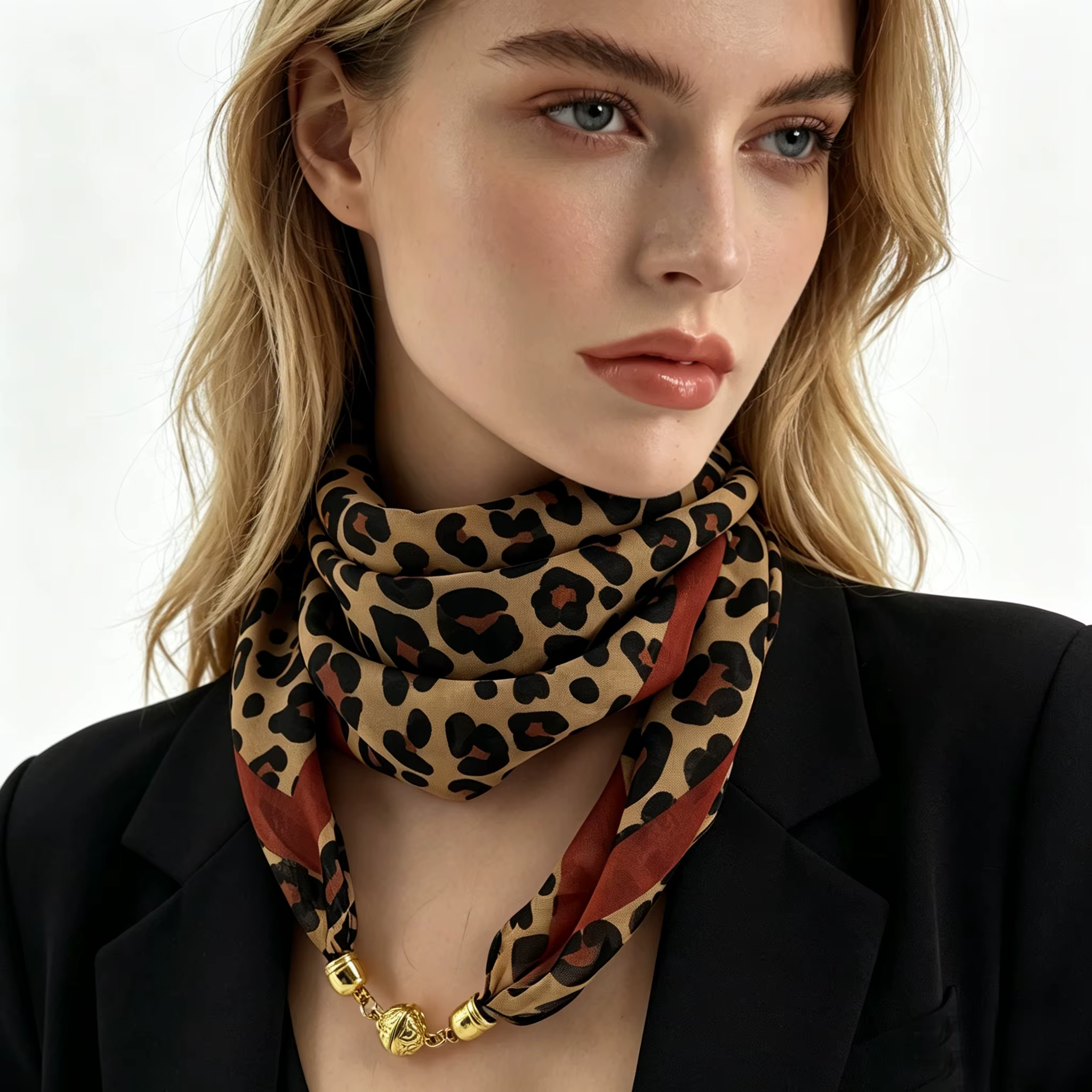 Écharpe à boucle magnétique imprimée léopard