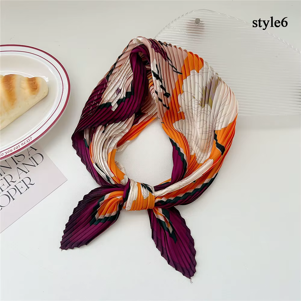 Injplanchers f-Foulard de tête plissé en mousseline de soie pour femme