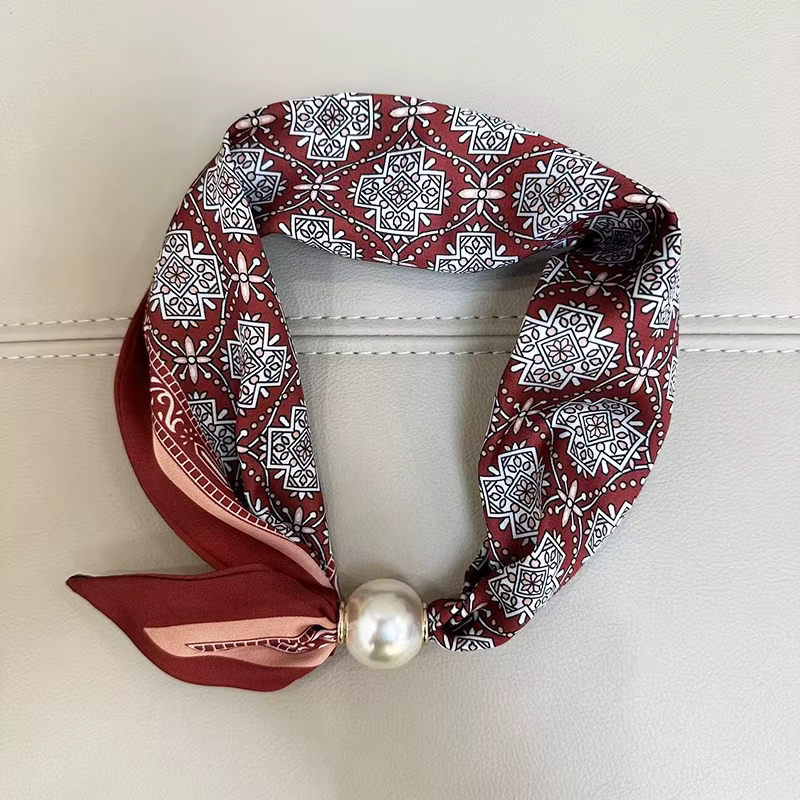 1/2 Pièces Foulard Élégant à Perles avec Fermoir Magnétique