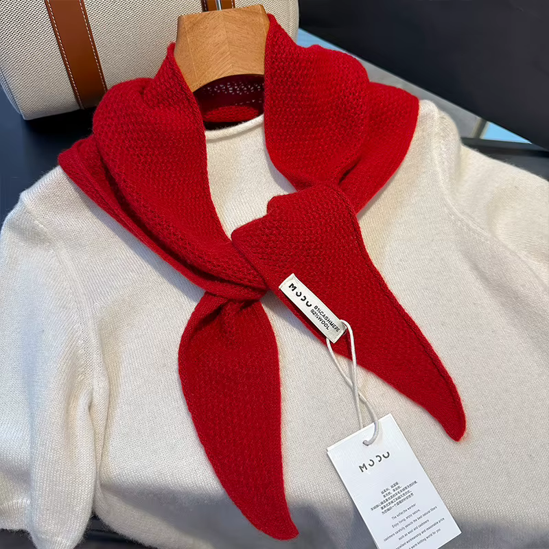 Écharpe tricotée 92% laine pour femme, écharpe chaude d'hiver, couleur unie brillante, châle épais, Triangle doux, col Pashmina, nouvelle collection 2025