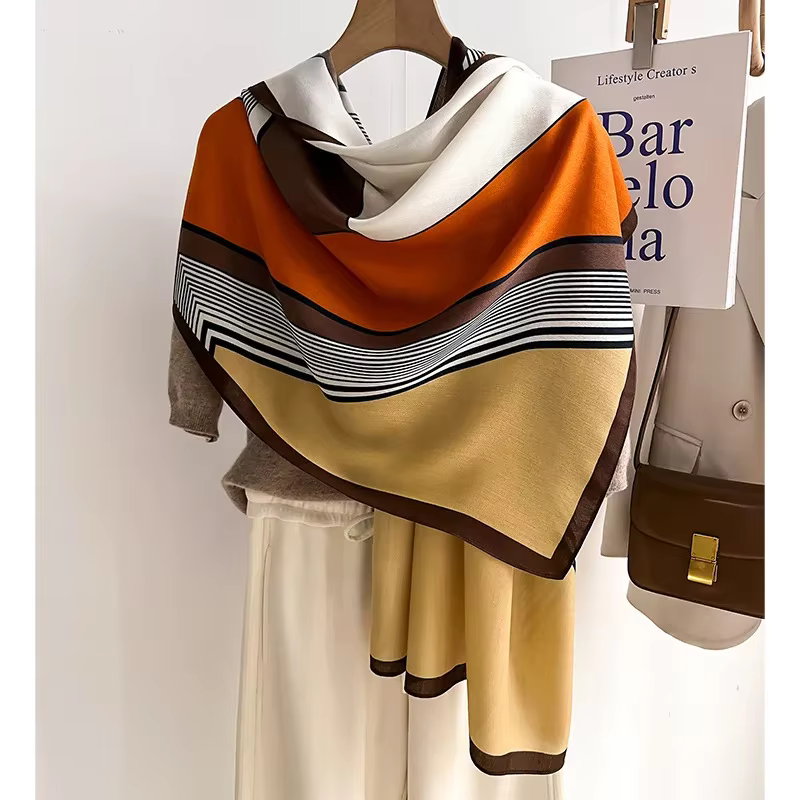 Luxury Brand Scarf Wool Cotton Shawl Lady Wrap Large Pashmina Hijab Headband Scarves Autumn Winter Bufanda Foulard