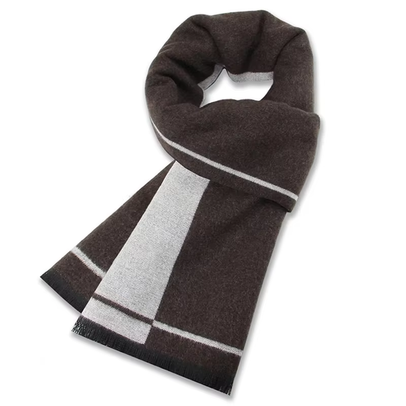 Écharpe à carreaux homme noir hiver chaud laine