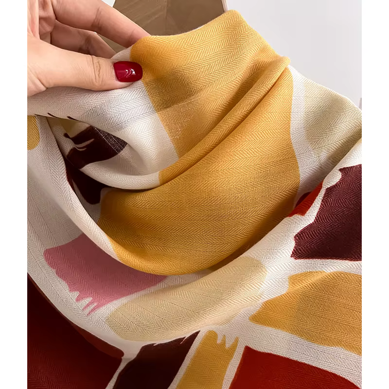Foulard de Marque de Luxe en Laine et Coton pour Femme