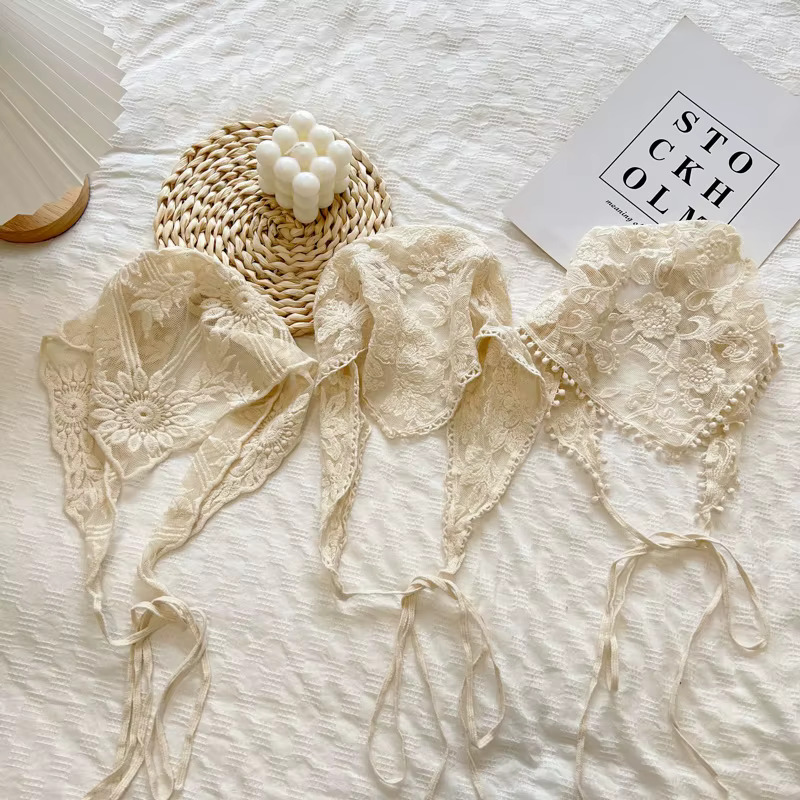 Foulard triangulaire en dentelle de Style coréen français