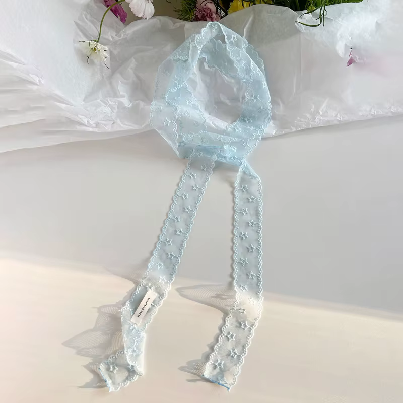 Écharpe longue en soie tendance Star Lace pour femme
