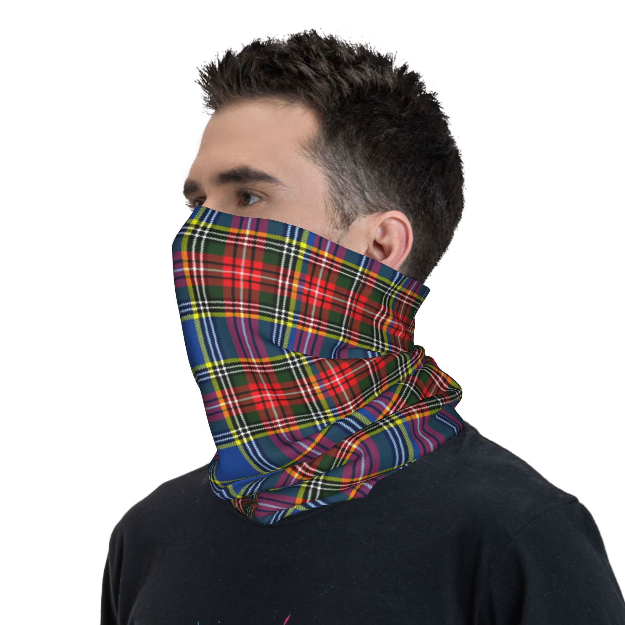 Personnalisé Royal Tartan Plaid hiver bandeau cou plus chaud hommes femmes randonnée Camping Tube écharpe rayures visage Bandana guêtre