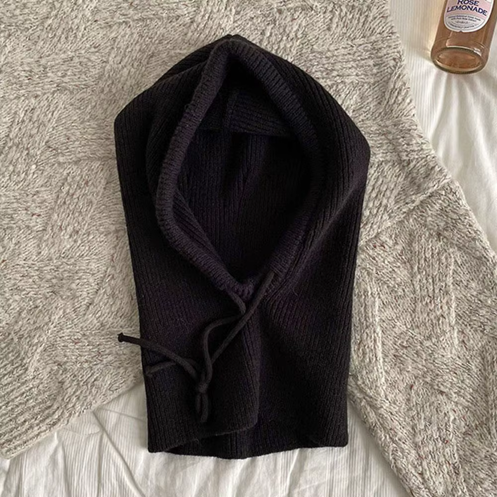 Écharpe à capuche tricotée chapeau cagoule en tricot coréen extérieur