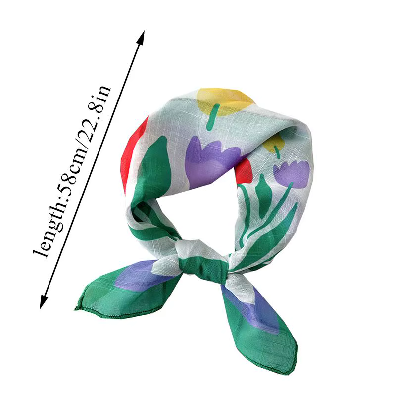 Foulard carré en coton et lin pour protection solaire