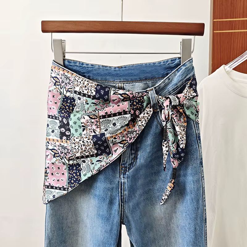 Foulard en soie imprimé bohème