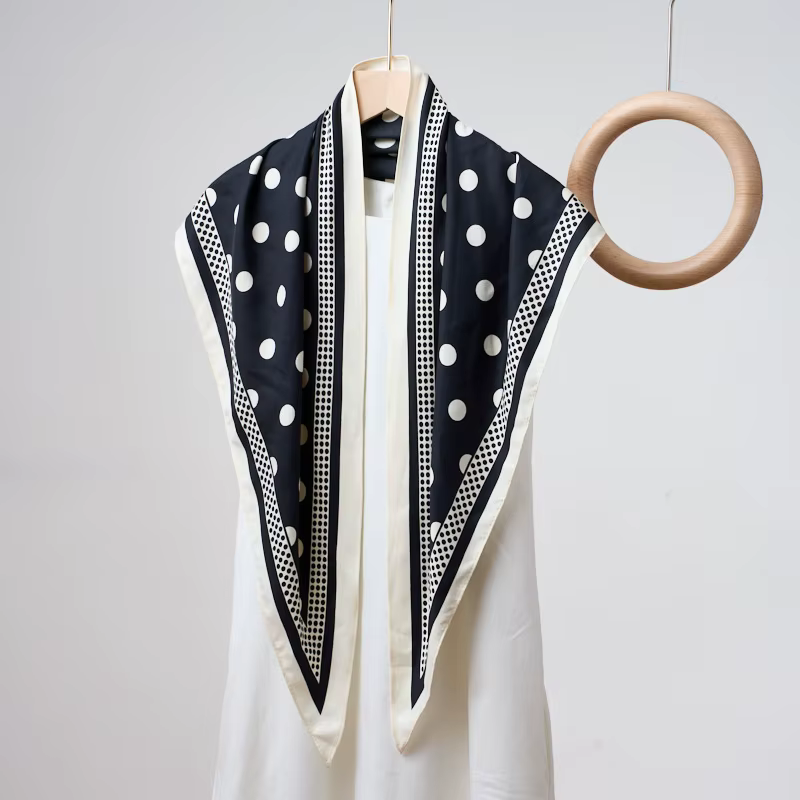 1 nouvelle écharpe triangle imprimée à pois couleur café simple