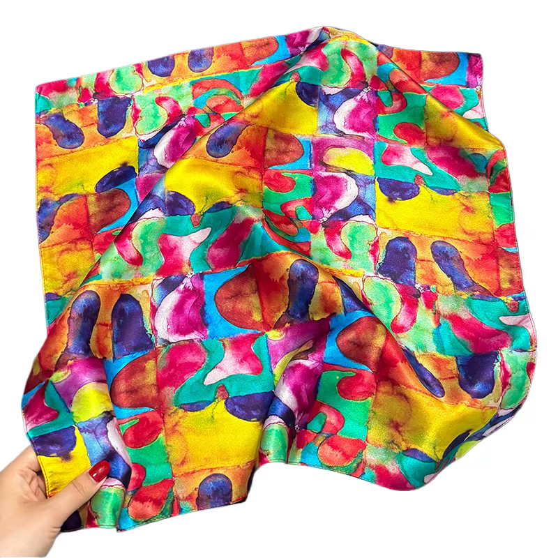 Foulard arc-en-ciel femmes 100% soie Bandana carré