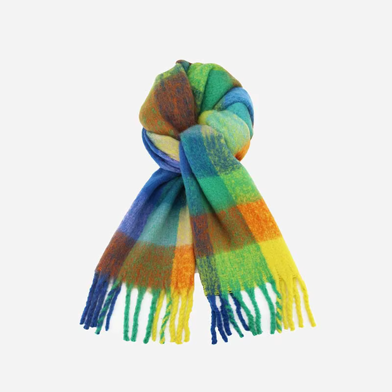 Écharpe à carreaux arc-en-ciel pour femme