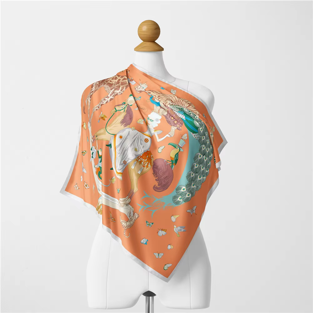 Foulard carré en sergé pour femme, petit hijab, 53cm