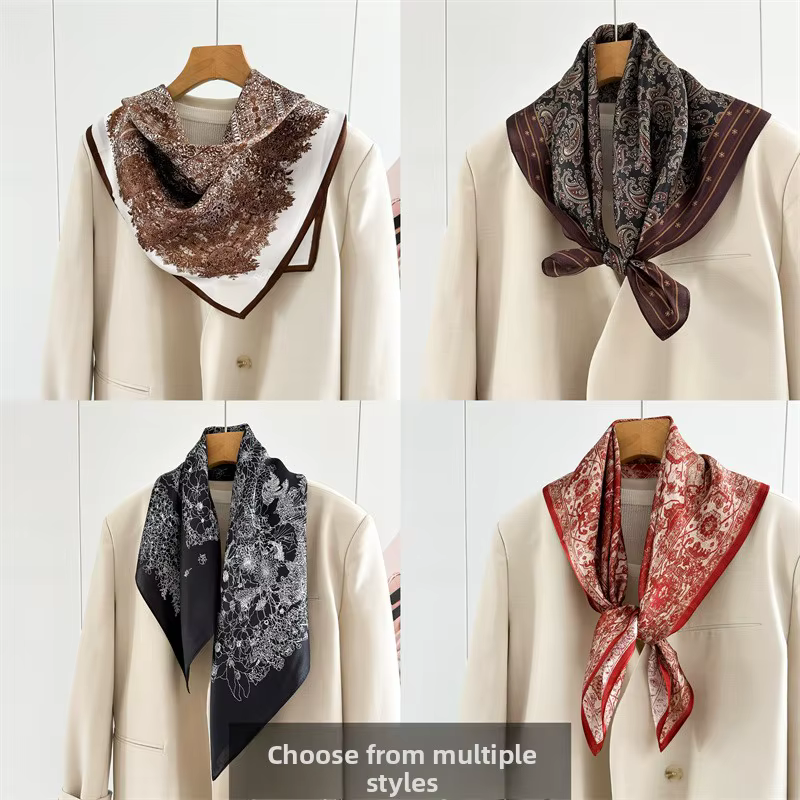 Écharpe en soie authentique polyvalente printemps-automne