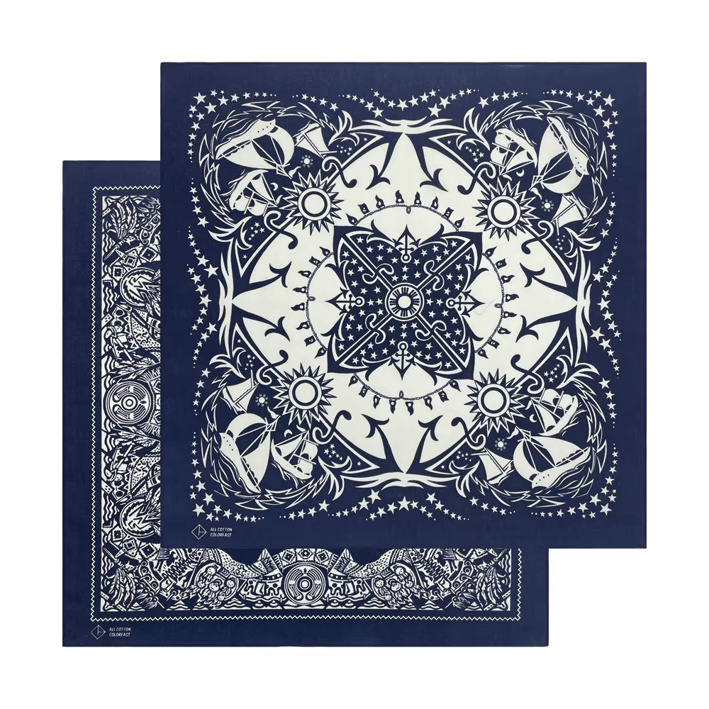Bleu marine haute qualité Hip Hop coton carré écharpe hommes voilier nautique Bandana