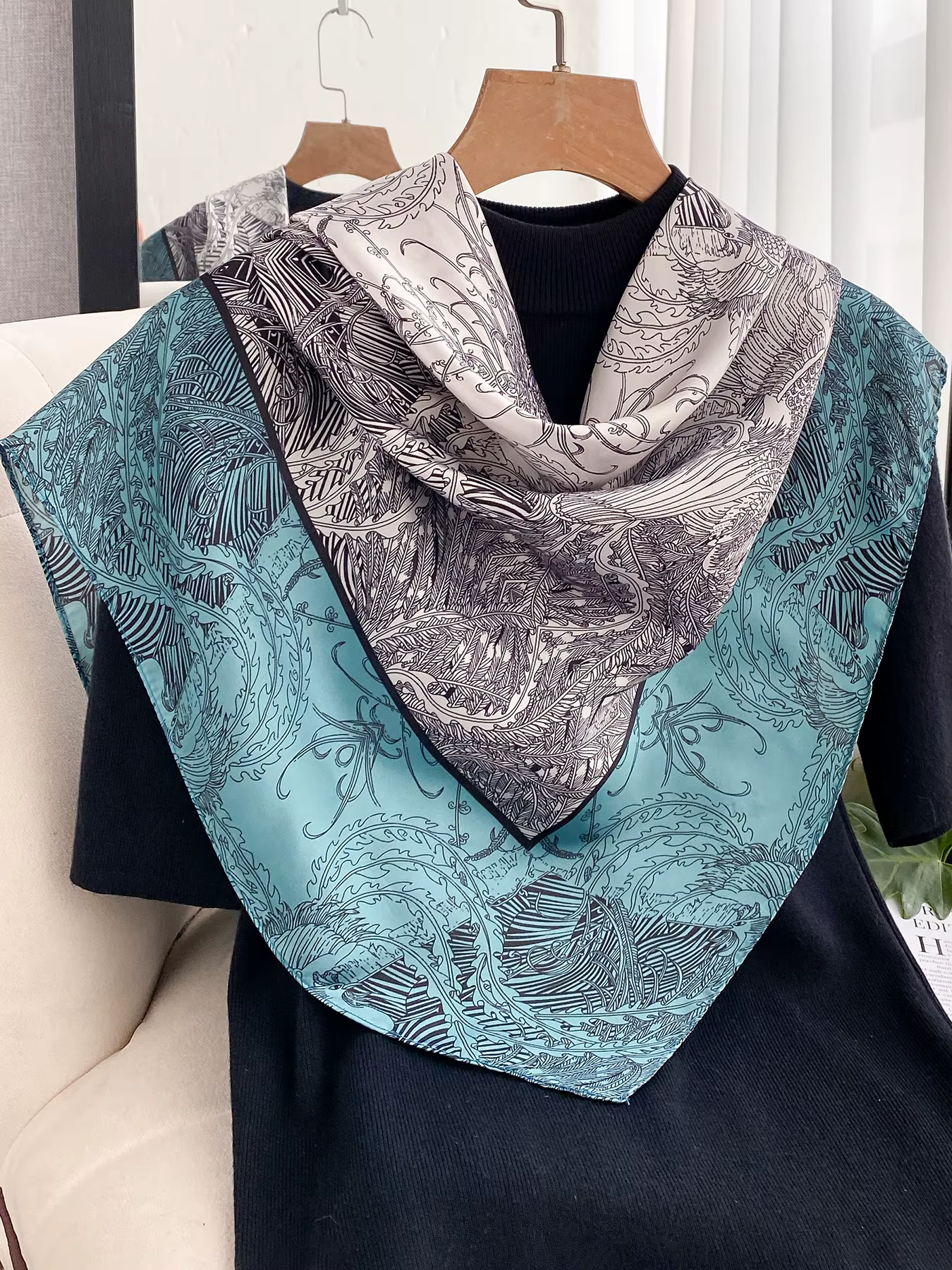 Nouveau Foulard Carré en Satin Lijiin 90*90cm