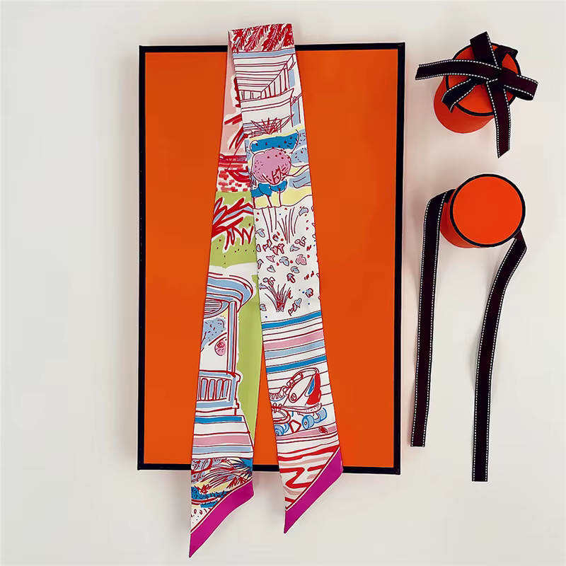 Foulard à cravate longue en soie sergé 100% pour femmes